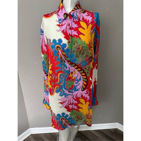 ETRO MULTI-COLOURED PAISLEY PRINT SILK SHIRT US 6 $1150 - Picture 4 of 10